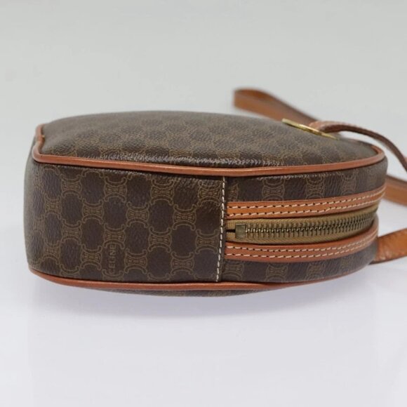 CELINE Macadam Canvas Shoulder Bag PVC Leather Brown Gold Auth 92725V - Picture 5 of 15